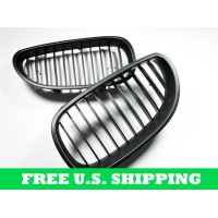 Autotecknic BMW Replacement ABS Matte Black Front Grilles E60 Sedan E61 Wagon 5 Series (P/N: BM-0066)