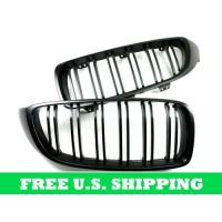 Autotecknic BMW Replacement ABS Front Grilles Dual Slats F80/F82 M3/M4 Kidney Grill Style for F32 4 Series 428 / 435 (P/N: BM-0175-DS)