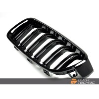 Autotecknic BMW Replacement Front Grilles Dual Slats Gloss Black F80/F82 M3/M4 Kidney Grill Style for F30 Series (P/N: BM-0179-DS)
