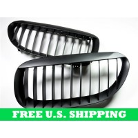 Autotecknic BMW Replacement ABS Matte Black Front Grilles E63 Coupe E64 Cabrio 6 Series (P/N: BM-0180)