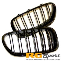 Autotecknic BMW Replacement Dual Slat Front Kidney Grilles F10 Sedan F11 Wagon 5 Series M5 LCI Style (P/N: BM-0067-DS)