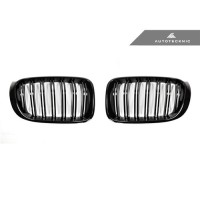 AutoTecknic Replacement Glazing Black Front Grilles - F25 X3 LCI | F26 X4 | BM-0171-DS-GB