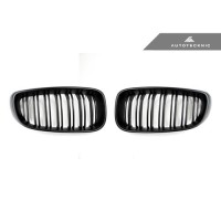 AutoTecknic Replacement Dual-Slats Stealth Black Front Grilles - F34 3-Series Gran Turismo