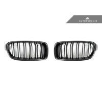 AutoTecknic Replacement Dual-Slats Carbon Front Grilles - F30 3-Series Sedan | F31 3-Series Wagon