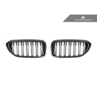 AutoTecknic Replacement Dual-Slats Carbon Fiber Front Grilles - G30 5-Series | BM-0250-DS-CF